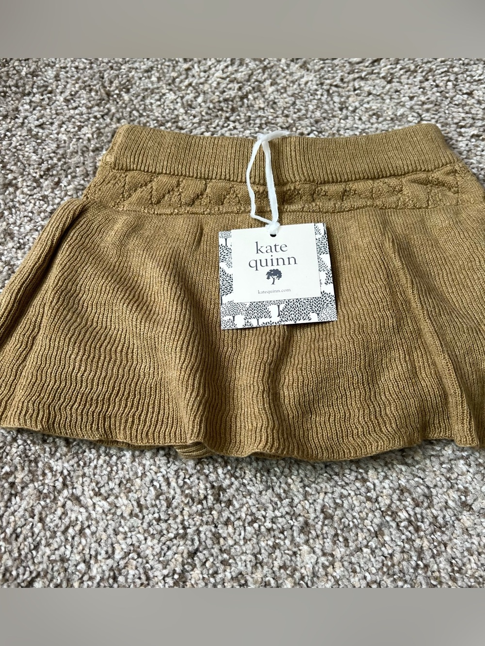 Kate quinn Girls' Mustard Knit Bloomer- Cozy Flared Bottom Size 18/24 Months NWT